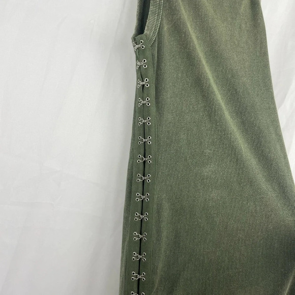 NWT Forever 21 Bodycon Dress S Green Ribbed Knit Midi Sleeveless Round Neck - Picture 2 of 10